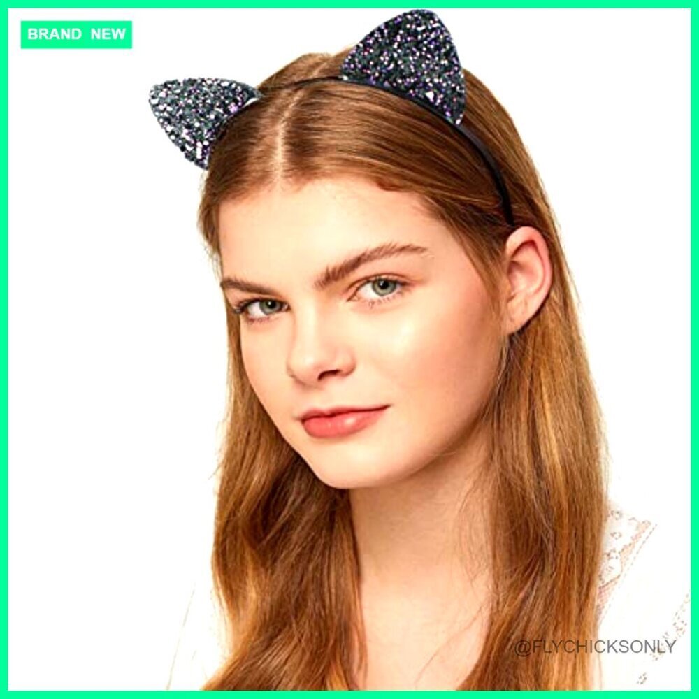 12 Pack Sequin Cat Ears Headbands, Glitter Hair Accessories for Daily Wear and - Picture 3 of 7